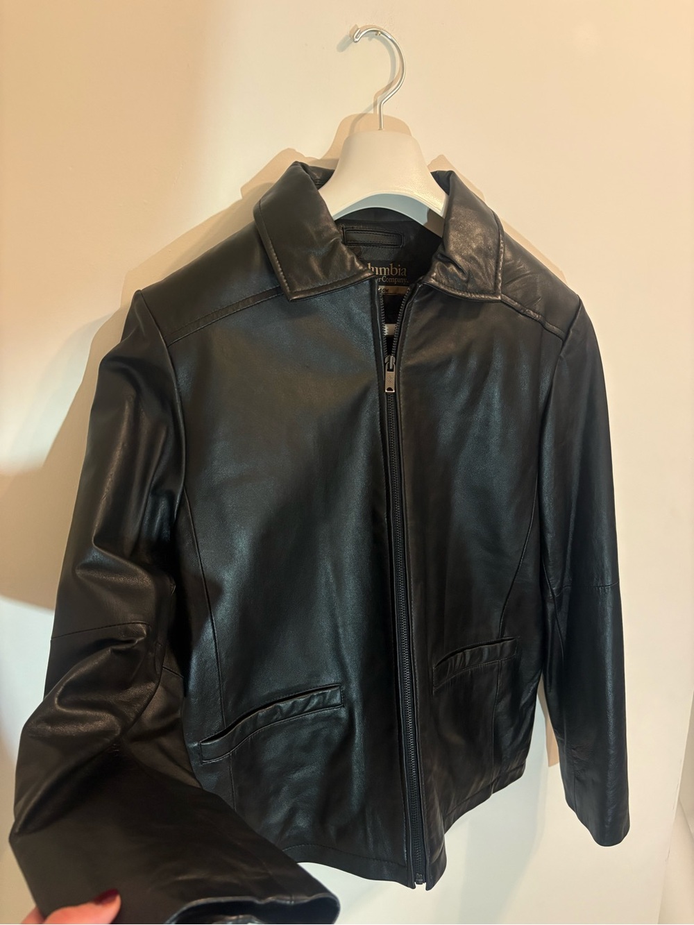 Vintage Columbia Black Leather-Style Jacket Size Medium